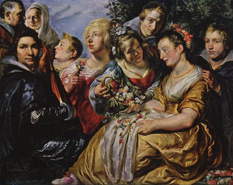 Jacob Jordaens Self portrait with his Family and Father-in-Law Adam van Noort China oil painting art